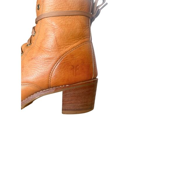 Frye Vintage Sabrina Sunrise Orange Leather Lace Up Ankle Boot Size 9 - Picture 9 of 14